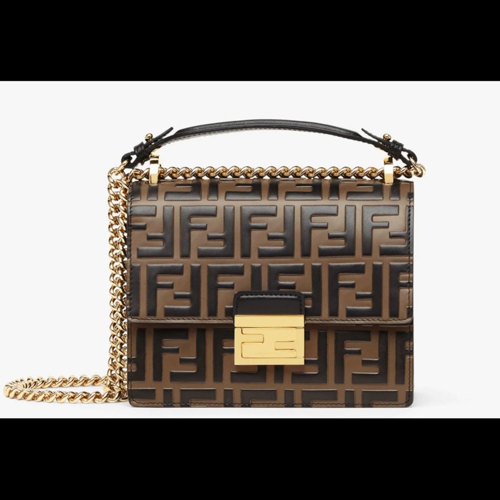Authentic Fendi flap leather handbag